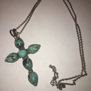 J.B Platero Navajo Turquoise Cross Necklace